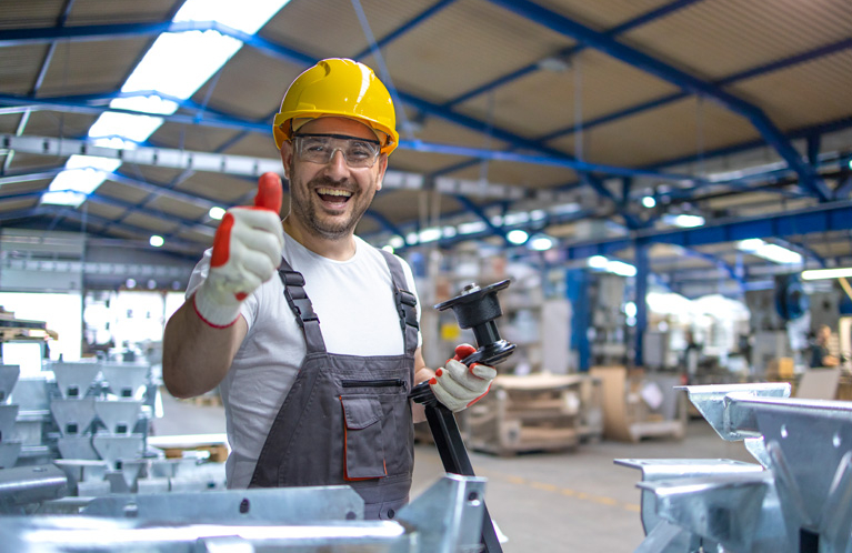 Factory Worker Protective Equipment Production Hall