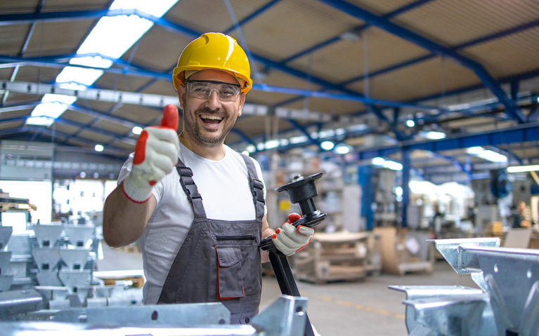 Factory Worker Protective Equipment Production Hall