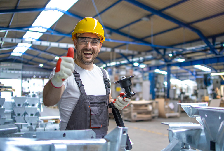 Factory Worker Protective Equipment Production Hall